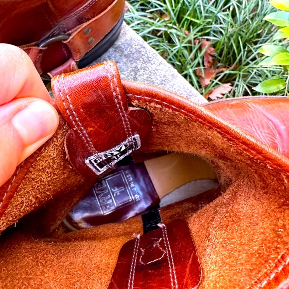 Frye Vintage Harness Men's Redwood Pebble Rust Brown Boots - Picture 6 of 12